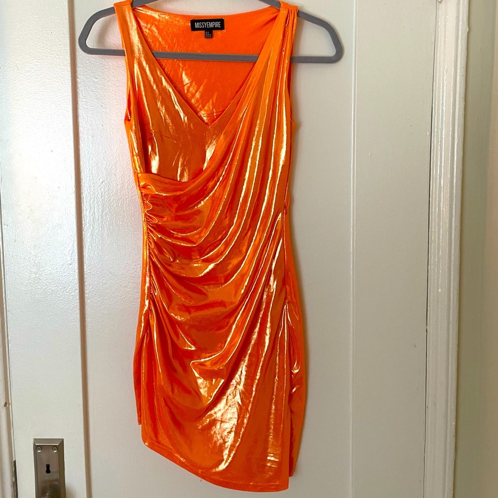 Missy Empire Metallic Orange Bodycon Mini Dress